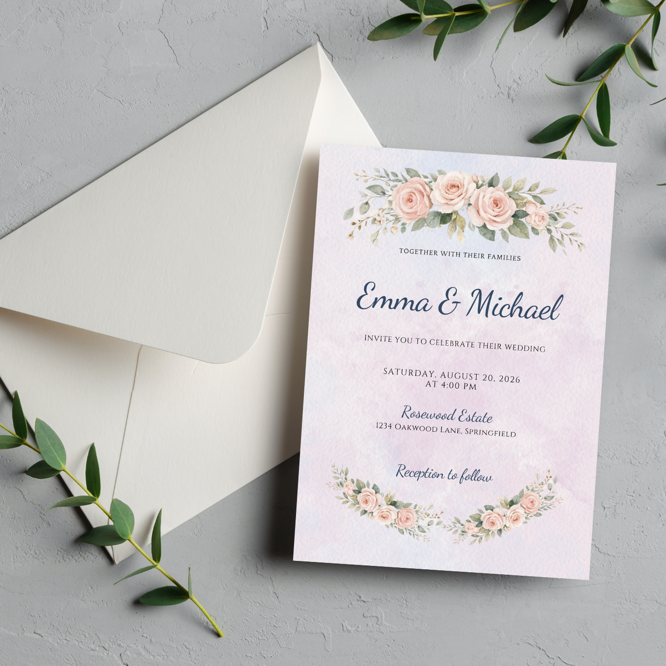 Traditional wedding invitation